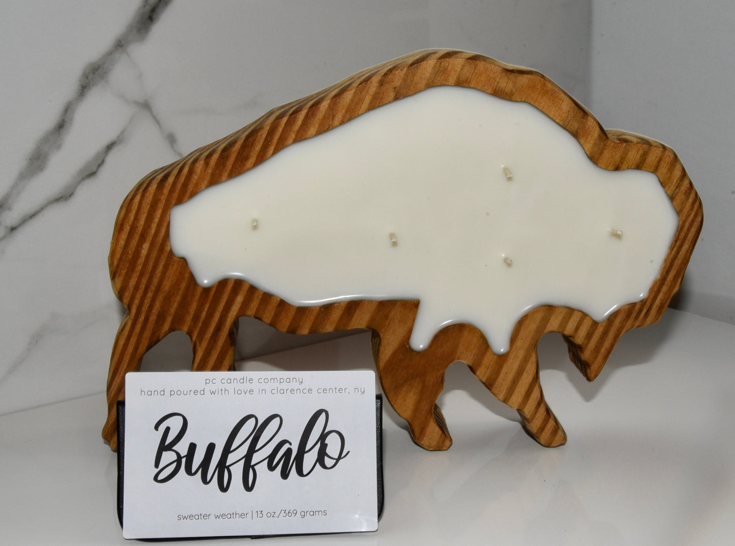 wooden vessel buffalo candle